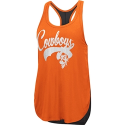 ORANGE/BLACK COLORBLOCKED RACERBACK TANK