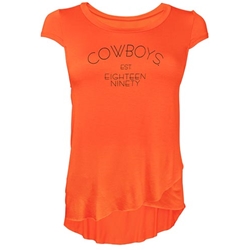 ORANGE HIGH LOW SLEEVE TOP COWBOYS