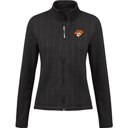 BLACK CABLE ZIP FRONT JACKET