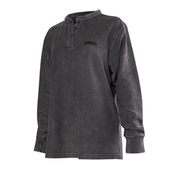 CORDED CHARCOAL HENLEY PULLOVER