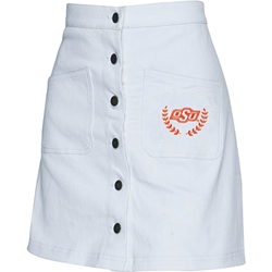 white denim button up skirt