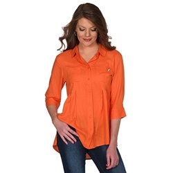 ORANGE FRONT PLEAT BLOUSE