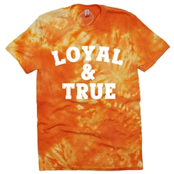 ORANGE TYE DYE LOYAL AND TRUE TEE