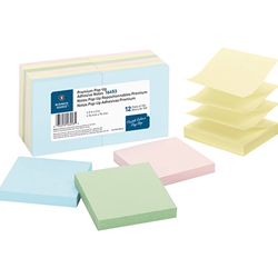 ADHESIVE POP-UP NOTES - 3X3, PASTEL, 12 PACK