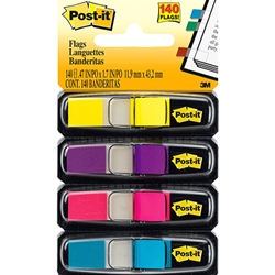 POST-IT FLAGS - 4 DISPENSERS, BRIGHT COLORS