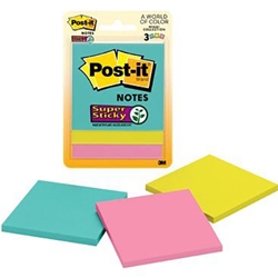POST-IT SUPER STICKY NOTES - 3X3, MIAMI COLLECTION