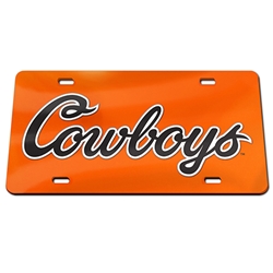 ORANGE COWBOYS SCRIPT LICENSE PLATE