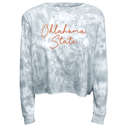 SILVER TIE DYED CROPPED LONG SLEEVE TEE