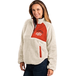 WHITE SHERPA 1/2 ZIP JACKET ORANGE TRIM