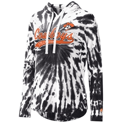 BLACK TIE DYED LONG SLEEVE HOODIE