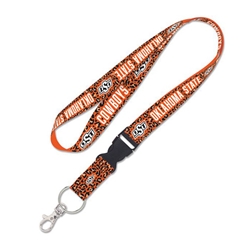 OKSTATE LEOPARD BUCKLE LANYARD