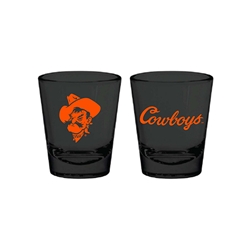 PETE/COWBOYS SCRIPT BLACK SHOT GLASS