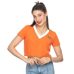 COWBOYS SCRIPT CROPPED V NECK TEE