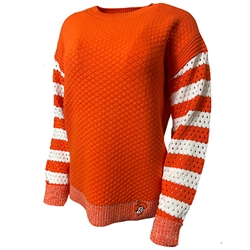 ORANGE WITH STRIPE SLEEVE SWEATER