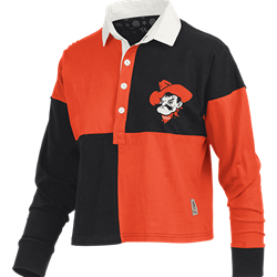 ORANGE/BLACK COLORBLOCKED CROPPED RUGBY