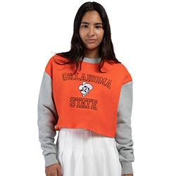 EMBROIDERED OKLAHOMA STATE FRENCH TERRY CROP TOP