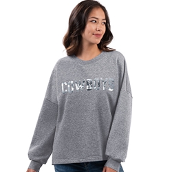 SILVER SEQUIN COWBOYS SWEATSHIRT