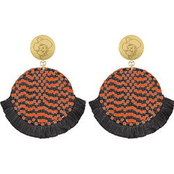 EMERSON STREET ORANGE & BLACK PETE BEADED EARRINGS