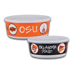 OKLAHOMA STATE SET OF 2 MELAMINE CONTAINERS
