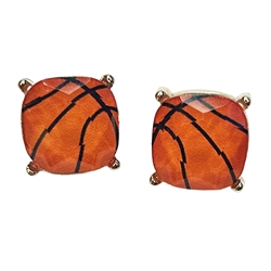 FAN GLAM BEVELED BASKETBALL STUD