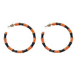 FAN GLAM ORANGE/BLACK ENAMEL HOOPS