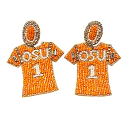 FAN GLAM OSU BEADED JERSEY EARRINGS