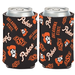 OKSTATE SCATTER PRINT LOGOS CAN COOLER