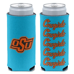 OSU BRAND COWGIRLS REPEAT SCRIPT TURQUOISE SLIM CAN COOLER