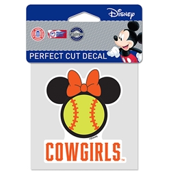 MINNIE COWGIRLS BARBWIRE SOFTBALL 4X4 DECAL