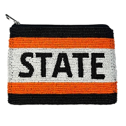 FAN GLAM ORANGE/BLACK/WHITE STATE COIN BAG