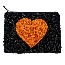 FAM GLAM BEADED HEART COIN BAG