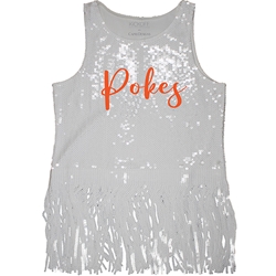 POKES ALLOVER WHITE SEQUIN FRINGE TANK