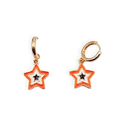 FAN GLAM ORANGE/BLACK STAR HUGGIE EARRING