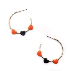 FAN GLAM ORANGE/BLACK/WHITE HEART HOOP