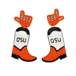 FAN GLAM OSU BEADED BOOT EARRING