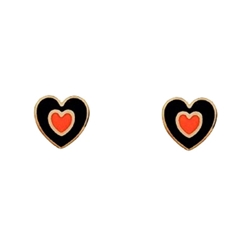 FAN GLAM 2 TONE ENAMEL HEART STUD