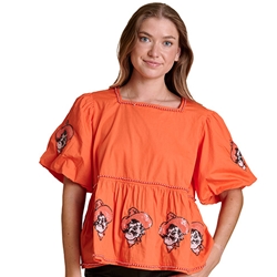 PUFF SLEEVE PEPLUM TOP