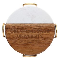 ACACIA WOOD MARBLE COASTERS 4PK