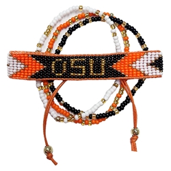FAN GLAM OSU BEADED STACK BRACELET