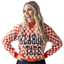 OKSTATE CHECKERED SWEATER