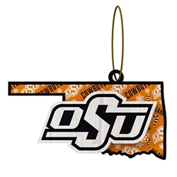 WOOD OSU STATE OF OKLAHOMA ORNAMENT
