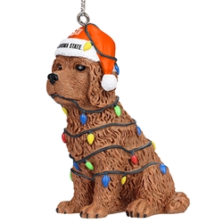 OKSTATE DOG W/ LIGHTS ORNAMENT