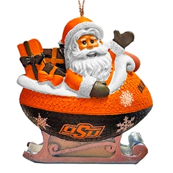 SANTA IN FOOTBALL SLEIGH ORNAMENT