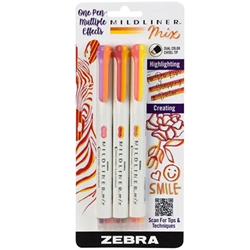 ZEBRA MIDLINER MIX HIGHLIGHTER - WARM 3PK