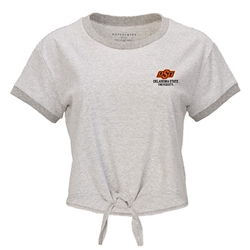 OKSTATE STRIPED TIE FRONT TEE