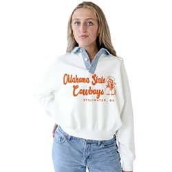 ANGEL SCRIPT DENIM COLLAR CREW