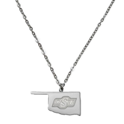 FAN GLAM SILVER OKLA STATE NECKLACE