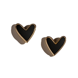 NICKEL & SUEDE BLACK SWEETHEART STUDS
