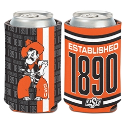 OKSTATE EST 90 STRIPES CAN COOLER