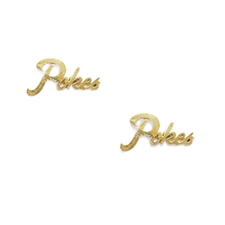 FAN GLAM POKES SCRIPT GOLD STUDS